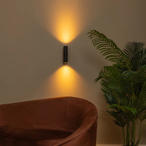 Lucide CLUBS - Foco de pared / Lámpara de pared - 2xGU10 - Negro - ambiente 1